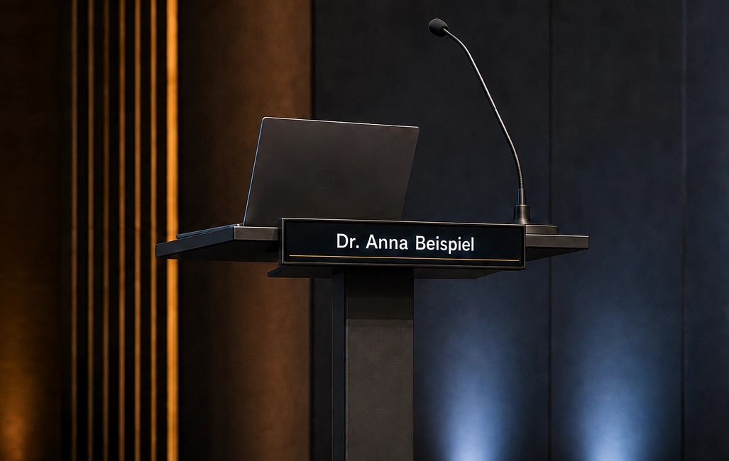 iCon eName Speaker – digitale Namensanzeige für Referenten auf dem Podium