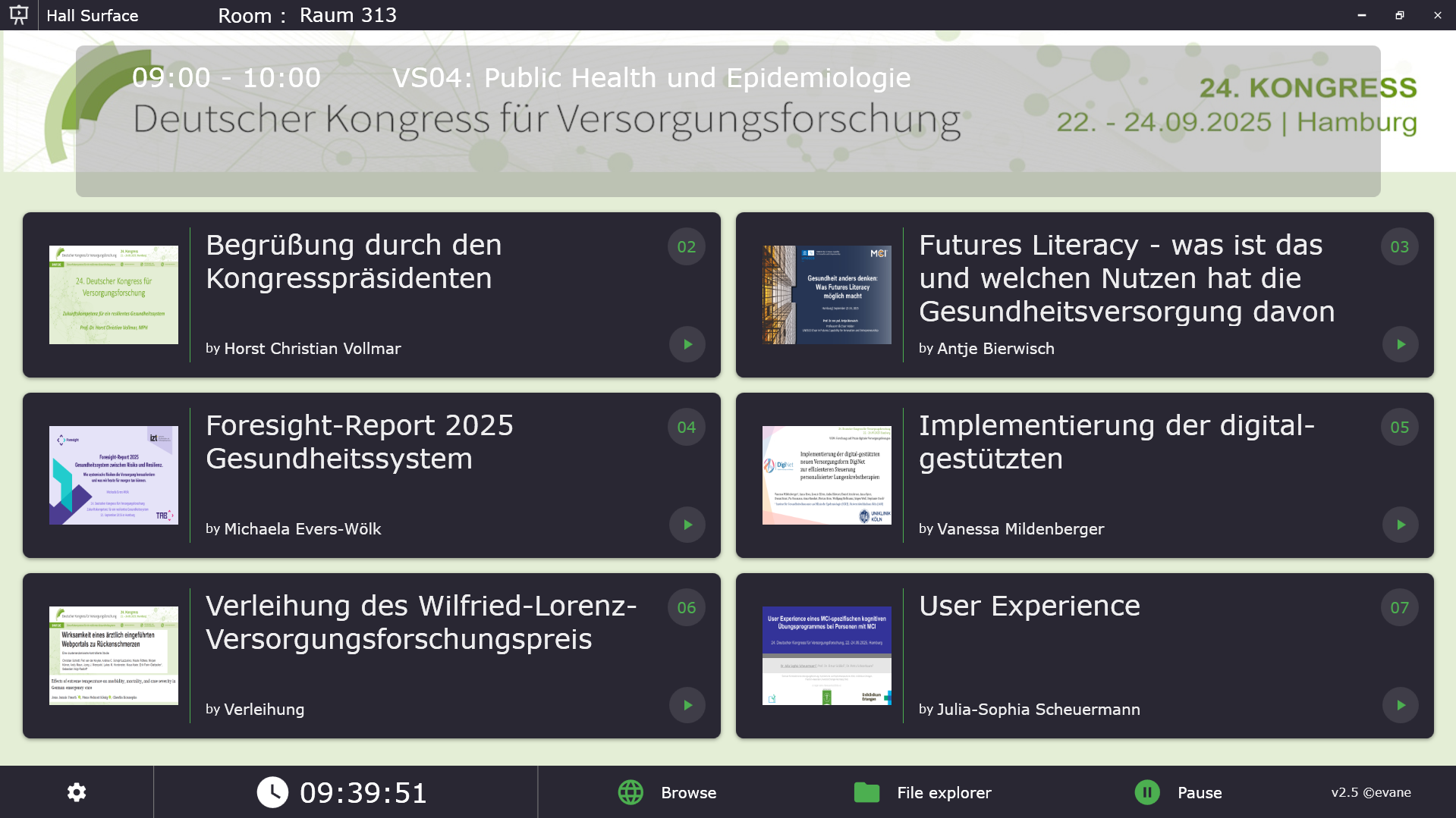 Präsentationsoberfläche